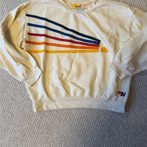 Aviator Nation Cream Tee with Yellow Accents